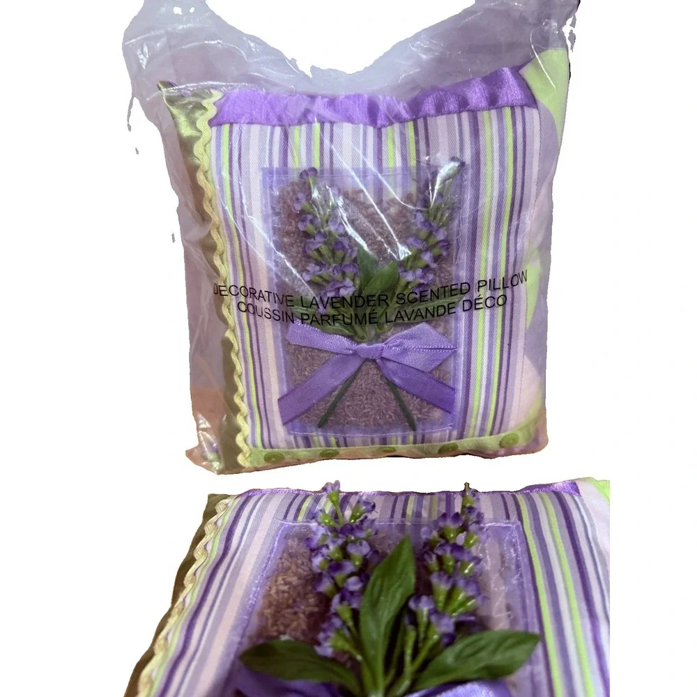 Lavender Floral Sachet Pillow Purple Green Cottage Core D
